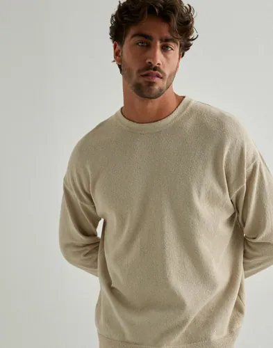 Only & Sons Onsjob Rlx Ls Boucle Crew Knit Strikkegensere Beige