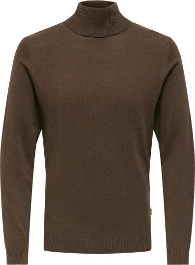 ONLY & SONS Onsloui Reg 12 Mel Roll Knit Noos Brown S