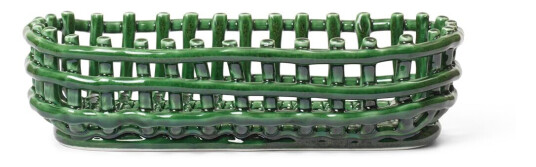 Ferm Living Ceramic flettet kurv oval 15 x 30 cm Emerald Green Ferm Living Ceramic flettet kurv oval 15 x 30 cm Emerald Green