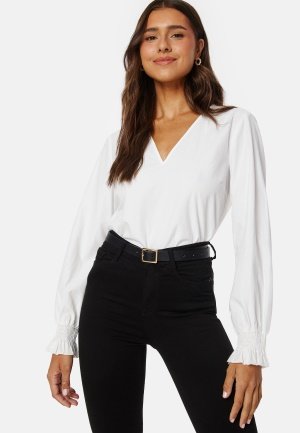 Pieces Allie LS Smock Blouse Bright White L