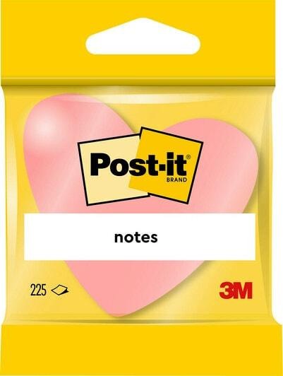 3M Post-it Klistrelapper 70x70 ""hjerte"" neon 225 blad
