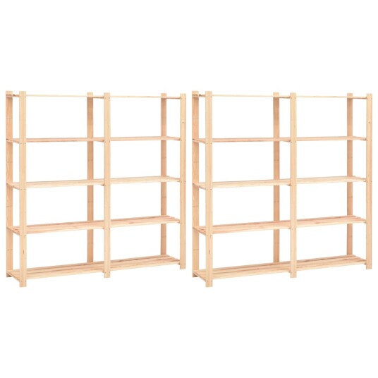 vidaXL Lagringshyller 5 etasjer 2 stk 170x38x170 heltre furu 500kg