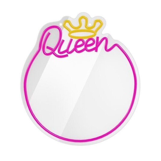 Forever Light FMNE04 Neon LED Lyspspejl   Varm Hvid Pink Queen