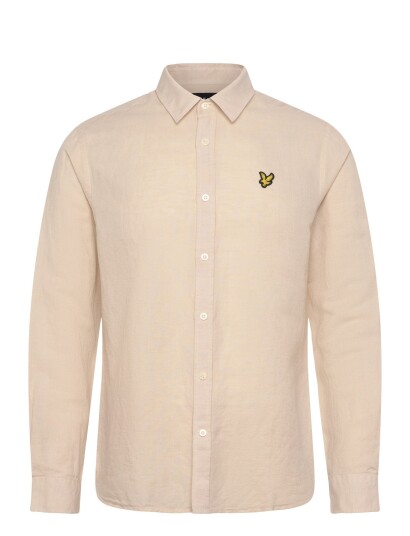 Lyle & Scott Long Sleeve Linen Blend Shirt   Beige   XXL