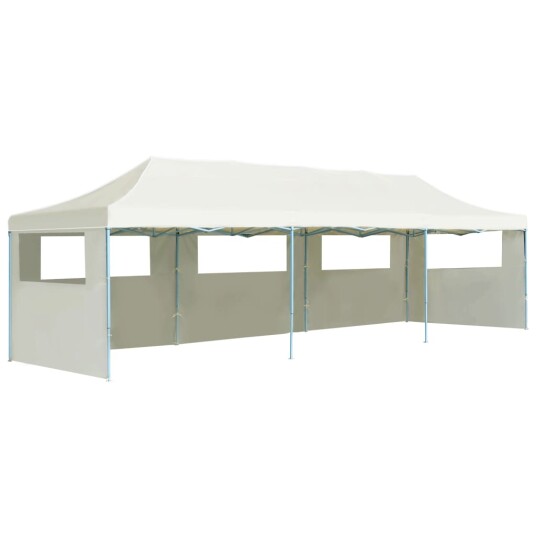 vidaXL Sammenleggbart festtelt popup med 5 sidevegger 3x9 m kremhvit