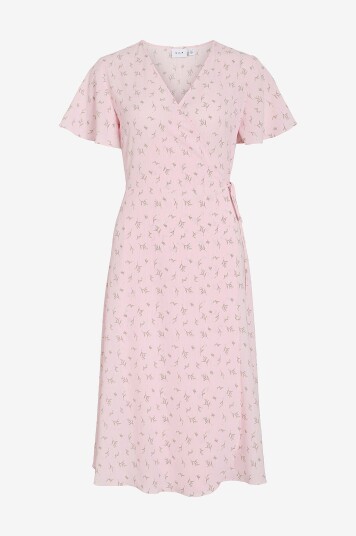 Vila Omslagskjole viLovie S/S Wrap Midi Dress Rosa