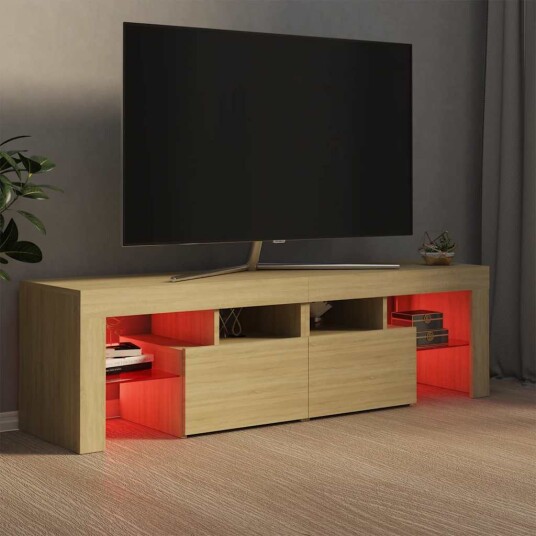 vidaXL TV-benk med LED-lys sonoma eik 140x36,5x40 cm vidaXL TV-benk med LED-lys sonoma eik 140x36,5x40 cm
