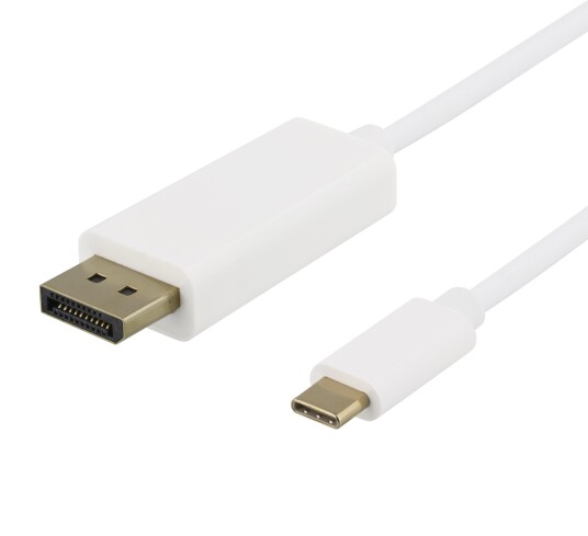 Deltaco USB-C - DisplayPort cable, 4K UHD, gold plated, 1m, white