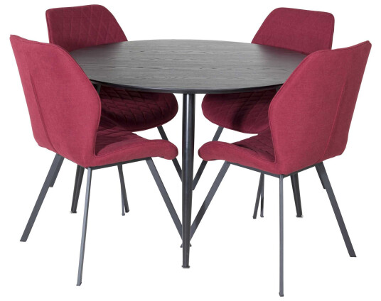 Venture Design Dipp & Gemma spisegruppe Svart/rød 4 st stoler & bord 115 cm
