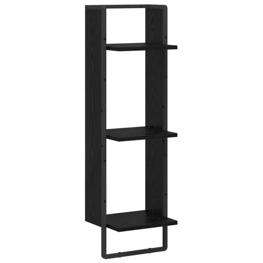 Vegghylle med hylle Svart Eik 30 x 25 x 100 cm Konstruert tre Vegghylle med hylle Svart Eik 30 x 25 x 100 cm Konstruert tre