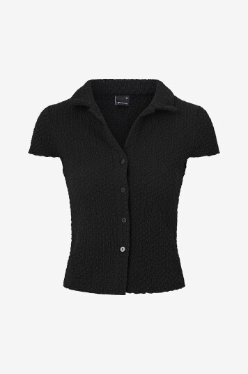 Gina Tricot   Topp Short Sleeve Buttoned Top   Svart