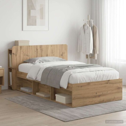  Sengeramme med oppbevaring Artisan eik 90 x 200 cm