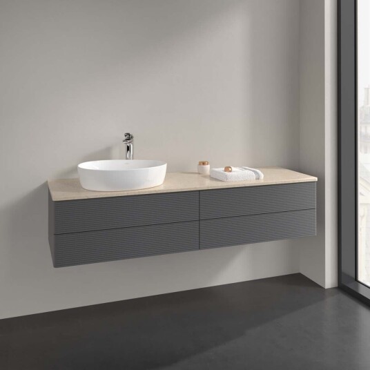 Villeroy & Boch Antao Servantskap med 4 skuffer 160x50x36 cm m/lys Antrasitt/Crème Villeroy & Boch Antao Servantskap med 4 skuffer 160x50x36 cm m/lys Antrasitt/Crème