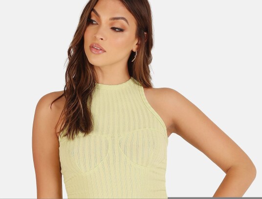 OW Collection Callie Stitch Tank Top Green XS OW Collection Callie Stitch Tank Top Green XS