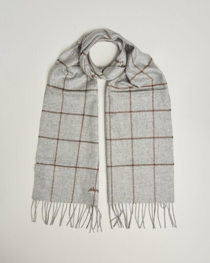 Brioni Cashmere Scarf Grey Check Brioni Cashmere Scarf Grey Check