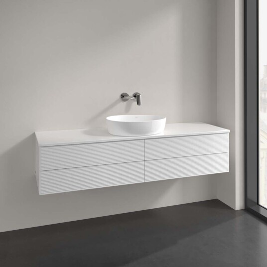 Villeroy & Boch Antao Servantskap med 4 skuffer 160x50x36 cm u/lys Hvit Høyglans Villeroy & Boch Antao Servantskap med 4 skuffer 160x50x36 cm u/lys Hvit Høyglans