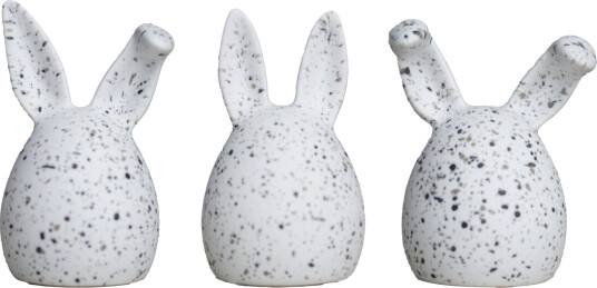 Dbkd Triplets påskeharer 3-pk white dot ø5cm h7cm