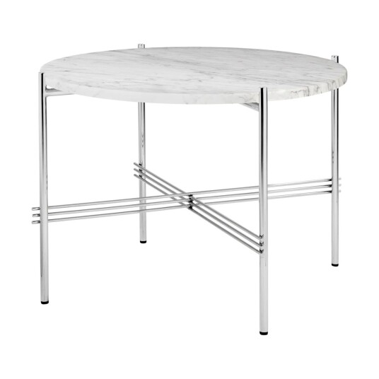 Gubi TS salongbord polert stål Ø 55 White carrara marble