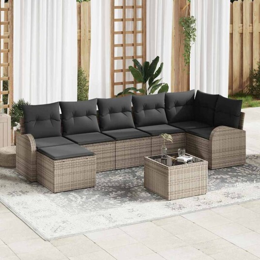 vidaXL Sofa sett 8 stk. Grå polyrotting