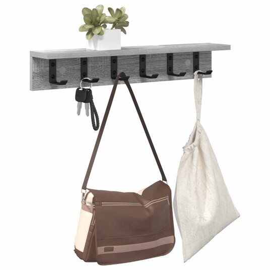  Vegghengt kleshenger med hylle Grå sonoma 60 x 10.5 x 10.5 cm