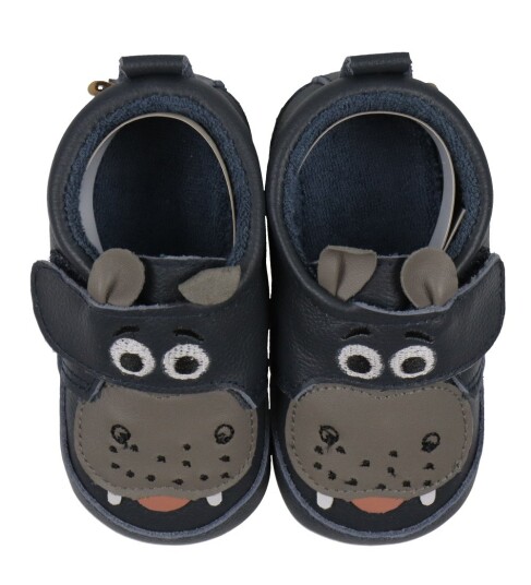 Melton Hippo Leather Slippers   Navy   20/21