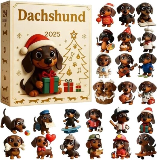 Dachshund Adventskalender 2025 – 24 Dager med Dachshund sjarm og morsomme juledekorasjoner