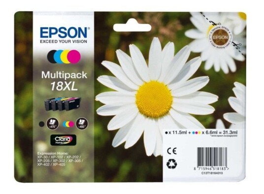 Epson 18XL blekkpatroner, pakning