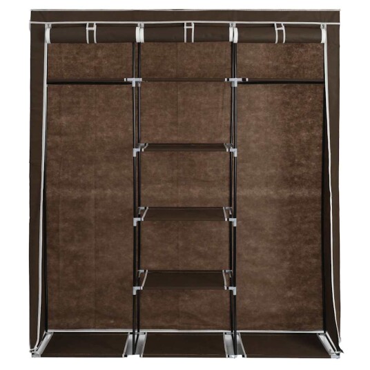 vidaXL Garderobe med skap og stenger brun 150x45x175 cm stoff vidaXL Garderobe med skap og stenger brun 150x45x175 cm stoff