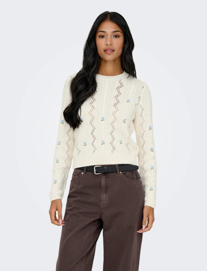 Only Onlrita Life Ls Embr Cable Knt Noos Cream S