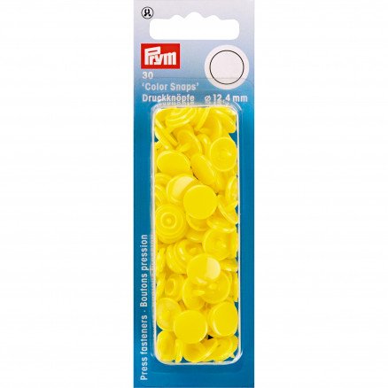 Prym Color Snaps Trykknapper av plast runde sterke gule 12,4 mm 30 stk