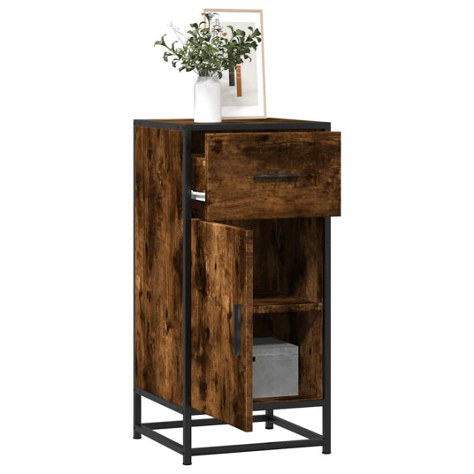 Skjenk røkt eik 35,5x35x76 cm konstruert tre og metall 8721102840203