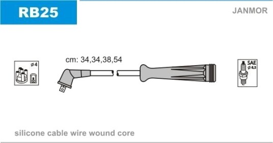 JANMOR RB25 Tennplugg kabelsett