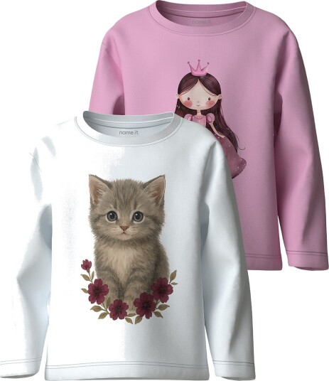 Name It Gensere   2 pack   NmfVotea   Bright White/Full Blooming   Name It   2 år (92)   Genser Hvit Rosa