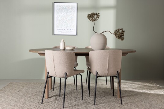 Venture Home Andy Spisegruppe 180 cm Oval med 4 Modesto Stoler Beige