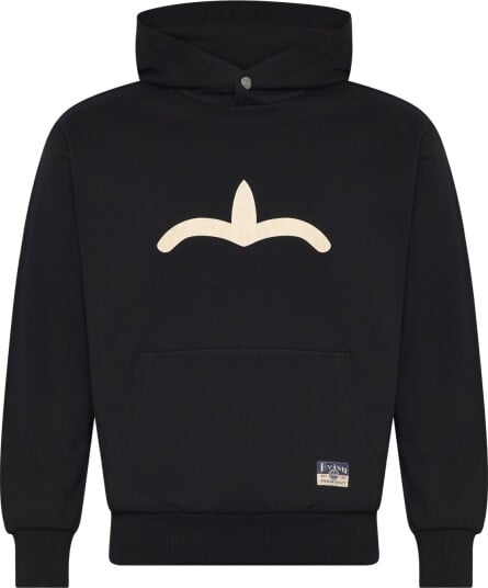 Evisu Seaguall Printed Hoodie   Black   XL