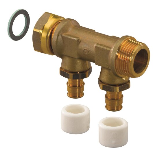 Uponor 1870288 Fordeler c/c 50 mm G20 2 avstikk Installasjon