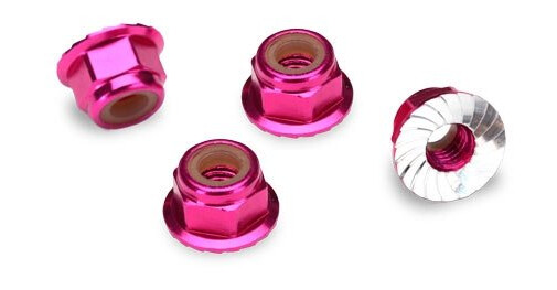 Traxxas TRX-1747P Lock Nut Aluminium Flanged M4 Pink (4)