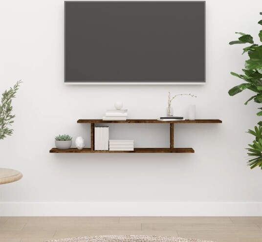 vidaXL Veggmontert TV-hylle r?kt eik 125x18x23 cm konstruert tre
