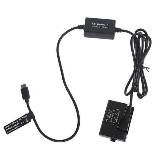 ACK E10 + DR E10 LP E10 Dummy Batteri USB C for Canon