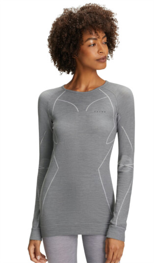 Falke LS Crewneck Shirt Wool-Tech , Dame Grey Heather L