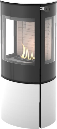 Caro 110 hvit frittstående biopeis med sideglass og glassdør Caro 110 hvit frittstående biopeis med sideglass og glassdør