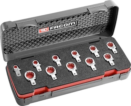 Facom Ringnøkkelsett 12.J11 9 X 12 mm, Med Innsatsfeste 11 Stk., Metrisk