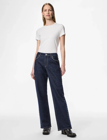 Pieces Pckarla Mw Wide Jeans D2D Fsy Pp   Navy   25 x 32