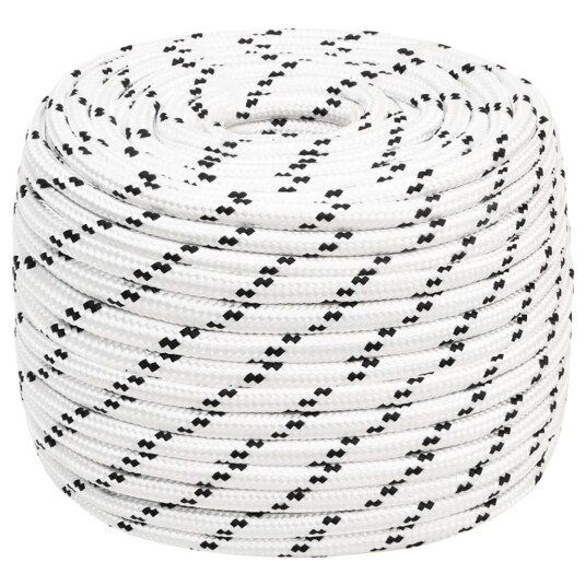 Flettet båttau hvit 14 mm x 25 m polyester
