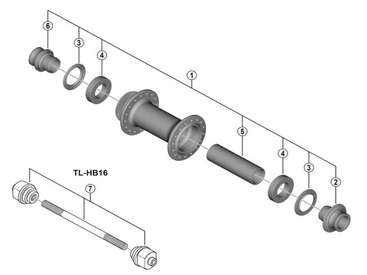 Shimano aksel komplett til fornav modell HB TC500 12
