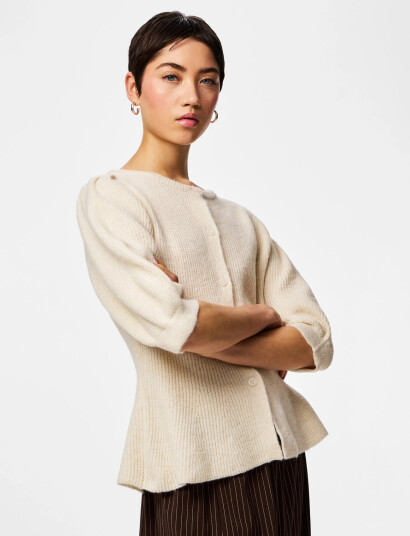 Pieces Pcsilly Ss Puff Knit Cardigan Noos Bc CreaM Pieces Pcsilly Ss Puff Knit Cardigan Noos Bc CreaM
