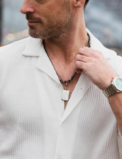 edd. Beads Necklace 6Mm Grey 55 60CM