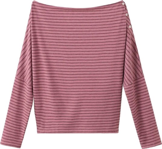 Mango Teen Striped Off The Shoulder T Shirt PINK S Mango Teen Striped Off The Shoulder T Shirt PINK S