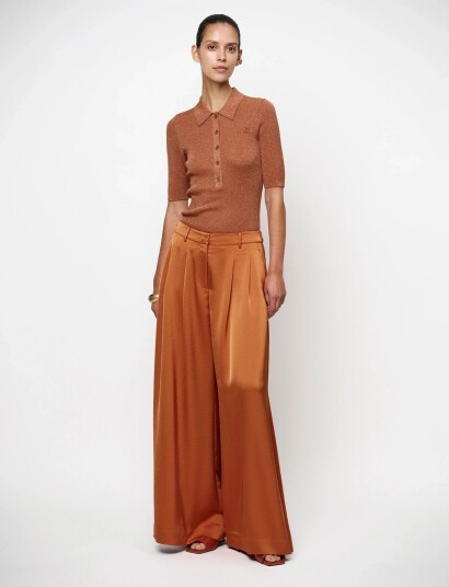 Dante6 Dante6 Fayza Metallic Knitted Polo   Orange   M