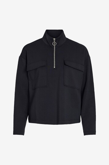 Vila Collegegenser viKarena Zipper High Neck L/S Top Svart Vila Collegegenser viKarena Zipper High Neck L/S Top Svart